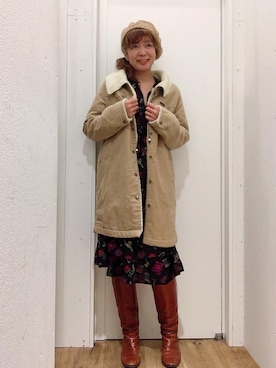 「HYSTERIC GLAMOUR（ヒステリックグラマー）のアイテム（ステンカラーコート）」を使った、happachinさん（レディース・164cm）の秋コーディネート