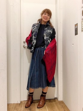 「コラボレーション」｜「アイテム（財布/小物）」を使った、happachinさん（レディース・164cm）の秋コーディネート