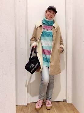 「HYSTERIC GLAMOUR（ヒステリックグラマー）のアイテム（ステンカラーコート）」を使った、happachinさん（レディース・164cm）の秋コーディネート
