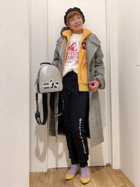 「アイテム（バックパック/リュック、シルバー系）」を使った、happachinさん（レディース・164cm）の秋コーディネート