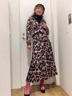 「70'sコーデ」｜「アイテム（ハンチング/ベレー帽）」を使った、happachinさん（レディース・164cm）の冬コーディネート