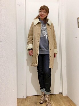 「HYSTERIC GLAMOUR（ヒステリックグラマー）のアイテム（ステンカラーコート）」を使った、happachinさん（レディース・164cm）の冬コーディネート