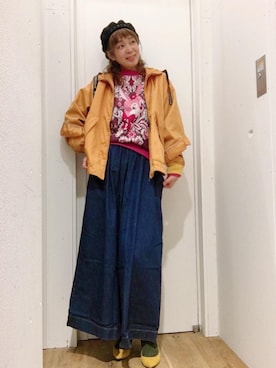 「70'sコーデ」｜「アイテム（ハンチング/ベレー帽）」を使った、happachinさん（レディース・164cm）の冬コーディネート