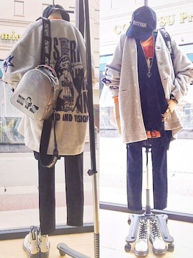 「アイテム（バックパック/リュック、シルバー系）」を使った、happachinさん（レディース・164cm）の冬コーディネート