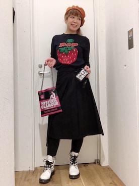 「パンクコーデ」｜「アイテム（財布/小物）」を使った、happachinさん（レディース・164cm）の冬コーディネート