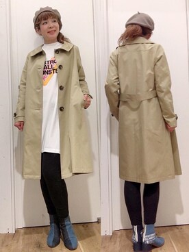 「HYSTERIC GLAMOUR（ヒステリックグラマー）のアイテム（ステンカラーコート）」を使った、happachinさん（レディース・164cm）の冬コーディネート