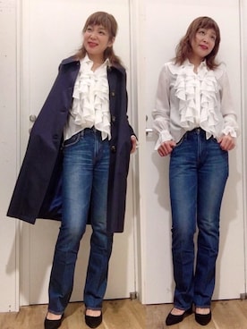 「HYSTERIC GLAMOUR（ヒステリックグラマー）のアイテム（ステンカラーコート）」を使った、happachinさん（レディース・164cm）の春コーディネート
