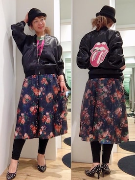 「コラボレーション」｜「アイテム（スカジャン）」を使った、happachinさん（レディース・164cm）の春コーディネート
