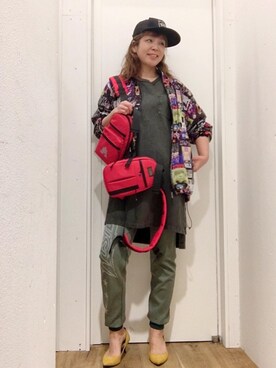 「HYSTERIC GLAMOUR（ヒステリックグラマー）のHYS WHISKY柄 刺繍キャップ（キャップ）」を使った、happachinさん（レディース・164cm）の春コーディネート