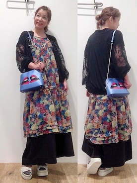 「フラワープリント」｜「アイテム（ブルゾン）」を使った、happachinさん（レディース・164cm）の春コーディネート