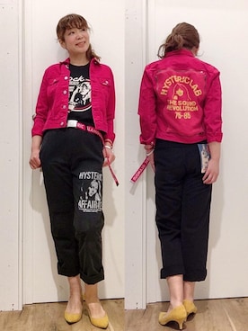 「アイテム（その他アウター、ピンク系）」を使った、happachinさん（レディース・164cm）の春コーディネート