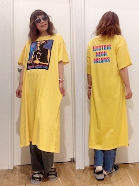 「70'sコーデ」｜「アイテム（ワンピース/ドレス）」を使った、happachinさん（レディース・164cm）の夏コーディネート