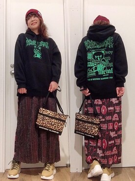 「ロックコーデ」｜「アイテム（ニットキャップ/ビーニー）」を使った、happachinさん（レディース・164cm）の秋コーディネート