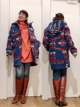 「HYSTERIC GLAMOUR（ヒステリックグラマー）のアイテム（ダッフルコート）」を使った、happachinさん（レディース・164cm）の秋コーディネート