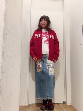 「カウチン」｜「アイテム（その他アウター）」を使った、happachinさん（レディース・164cm）の冬コーディネート