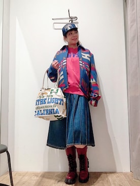 「HYSTERIC GLAMOUR（ヒステリックグラマー）のHYS WHISKY柄 刺繍キャップ（キャップ）」を使った、happachinさん（レディース・164cm）の冬コーディネート