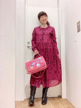 「アイテム（チョーカー、ピンク系）」を使った、happachinさん（レディース・164cm）の冬コーディネート