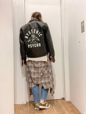 「コラボレーション」｜「アイテム（その他アウター）」を使った、happachinさん（レディース・164cm）の冬コーディネート