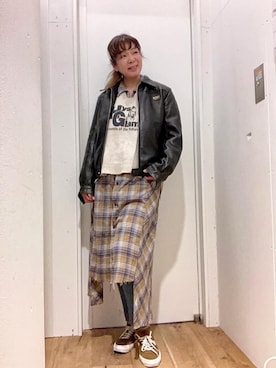 「コラボレーション」｜「アイテム（その他アウター）」を使った、happachinさん（レディース・164cm）の冬コーディネート