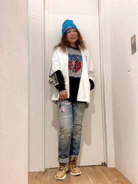 「でにむ」｜「アイテム（ジャージ）」を使った、happachinさん（レディース・164cm）の春コーディネート