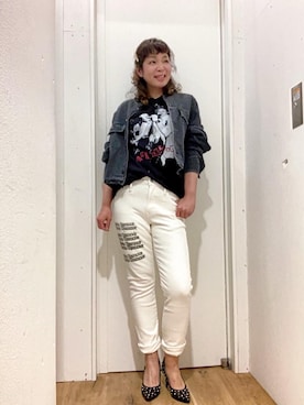 「ロックコーデ」｜「アイテム（デニムジャケット）」を使った、happachinさん（レディース・164cm）の春コーディネート