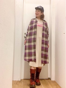 「HYSTERIC GLAMOUR（ヒステリックグラマー）のHYS WHISKY柄 刺繍キャップ（キャップ）」を使った、happachinさん（レディース・164cm）の秋コーディネート