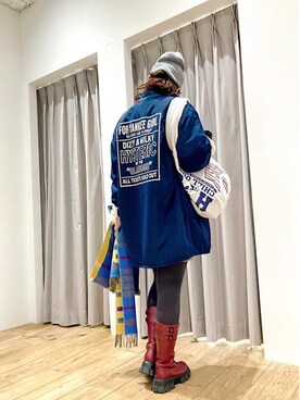 「HYSTERIC GLAMOUR（ヒステリックグラマー）のアイテム（ノーカラーコート）」を使った、happachinさん（レディース・164cm）の冬コーディネート