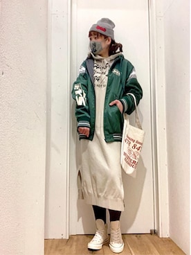「90'sコーデ」｜「アイテム（ブルゾン）」を使った、happachinさん（レディース・164cm）の冬コーディネート