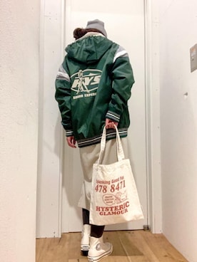 「90'sコーデ」｜「アイテム（ブルゾン）」を使った、happachinさん（レディース・164cm）の冬コーディネート
