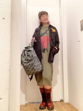 「コラボレーション」｜「アイテム（その他アウター）」を使った、happachinさん（レディース・164cm）の秋コーディネート