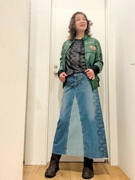 「グランジ」｜「アイテム（ブルゾン）」を使った、happachinさん（レディース・164cm）の冬コーディネート