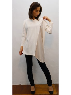 「アシンメトリー」｜「アイテム（チュニック）」を使った、sandywearさん（レディース・165cm）の冬コーディネート