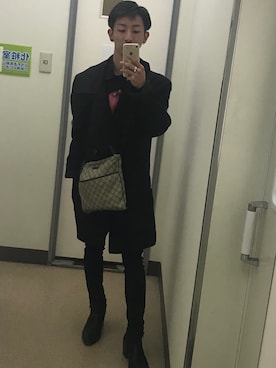 「ISSEY MIYAKE（イッセイミヤケ）のアイテム（ピーコート）」を使った、やささん（メンズ・160cm）の春コーディネート