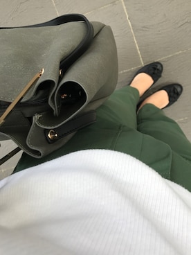 「カーキ×ホワイト」｜マホロさん（レディース・159cm）の夏コーディネート