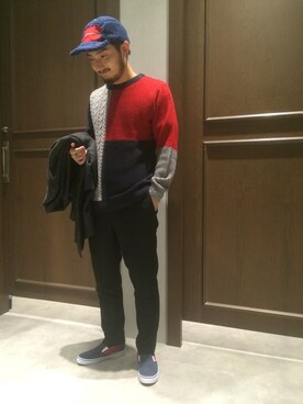「RAGEBLUE（レイジブルー）のアイテム（スリッポン）」を使った、林さん（メンズ・175cm）の秋コーディネート