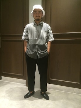 「RAGEBLUE（レイジブルー）のアイテム（ローファー）」を使った、林さん（メンズ・175cm）の夏コーディネート