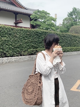 「古着好きな人と繋がりたい」｜「アイテム（シャツワンピース）」を使った、bananaさん（レディース・160cm）の夏コーディネート