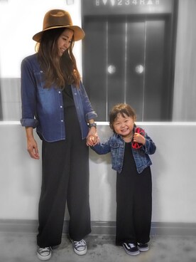 「キッズコーデ」｜「アイテム（つなぎ/オールインワン）」を使った、Yuriさん（レディース・151cm）の冬コーディネート