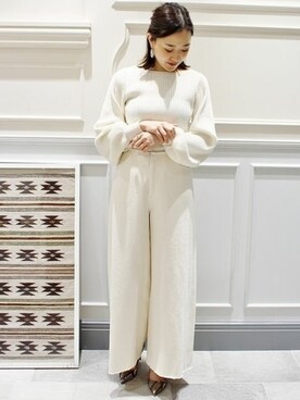 「アイテム（デニムパンツ、ベージュ系）」を使った、mikuさん（レディース・159cm）の冬コーディネート