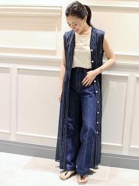 「plage（プラージュ）のアイテム（デニムパンツ）」を使った、mikuさん（レディース・159cm）の夏コーディネート