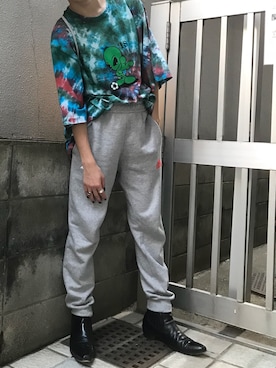 「Gosha Rubchinskiy（ゴーシャラブチンスキー）のアイテム（バッグ）」を使った、寧斬さん（メンズ・167cm）の夏コーディネート