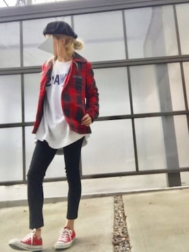 「MERCURYDUO（マーキュリーデュオ）のアイテム（ハンチング/ベレー帽）」を使った、pootaatooさん（レディース・154cm）の冬コーディネート