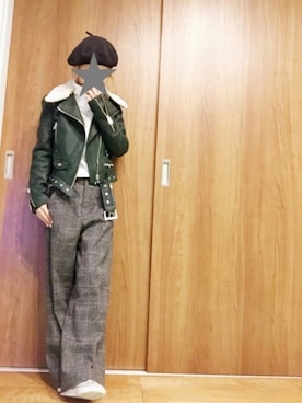 「MERCURYDUO（マーキュリーデュオ）のアイテム（ハンチング/ベレー帽）」を使った、pootaatooさん（レディース・154cm）の冬コーディネート