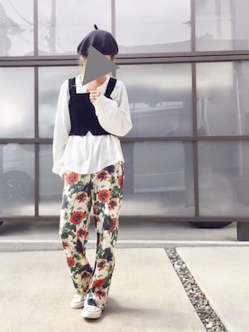 「MERCURYDUO（マーキュリーデュオ）のアイテム（ハンチング/ベレー帽）」を使った、pootaatooさん（レディース・154cm）の秋コーディネート