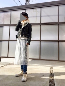 「MERCURYDUO（マーキュリーデュオ）のアイテム（ハンチング/ベレー帽）」を使った、pootaatooさん（レディース・154cm）の春コーディネート