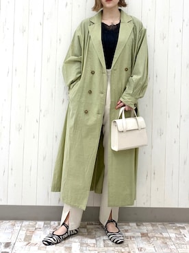 「ローリーズファーム(LOWRYS FARM)」｜「アイテム（チェスターコート）」を使った、momomiさん（レディース・161cm）の春コーディネート