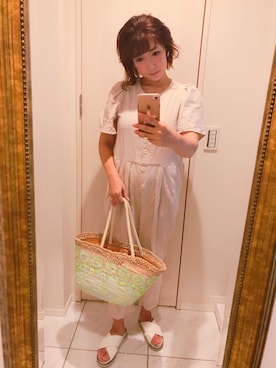 「アイテム（つなぎ/オールインワン、ベージュ系）」を使った、kiyさん（レディース・155cm）の秋コーディネート
