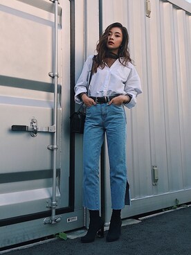「FLYMODEL（フライモデル）のアイテム」を使った、KUMIさん（レディース・164cm）の冬コーディネート