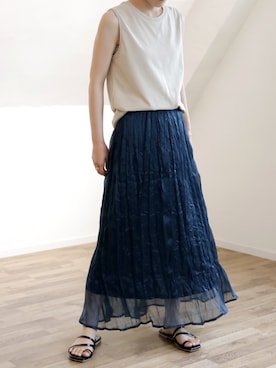 「グリッター」｜「アイテム（Tシャツ/カットソー）」を使った、UNFIELDさん（レディース・160cm）の夏コーディネート
