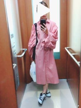 「STYLENANDA（スタイルナンダ）のアイテム（シャツワンピース）」を使った、ユウキさん（レディース・162cm）の夏コーディネート